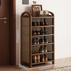 Vintage Rattan Bamboo Shoe Rack Multi-Tier Rectangular Shoe Storage Shelf for Entryway | Hallway and Living Room