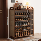 Vintage Rattan Bamboo Shoe Rack Multi-Tier Rectangular Shoe Storage Shelf for Entryway | Hallway and Living Room