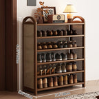 Vintage Rattan Bamboo Shoe Rack Multi-Tier Rectangular Shoe Storage Shelf for Entryway | Hallway and Living Room