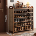 Vintage Rattan Bamboo Shoe Rack Multi-Tier Rectangular Shoe Storage Shelf for Entryway | Hallway and Living Room