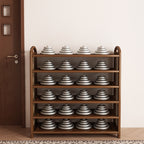 Vintage Rattan Bamboo Shoe Rack Multi-Tier Rectangular Shoe Storage Shelf for Entryway | Hallway and Living Room