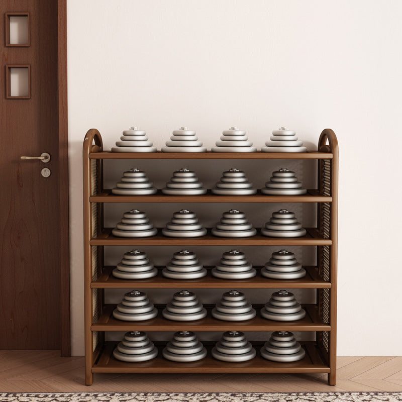Vintage Rattan Bamboo Shoe Rack Multi-Tier Rectangular Shoe Storage Shelf for Entryway | Hallway and Living Room