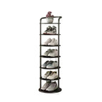 Modern Minimalist Round Metal Shoe Rack Tiered Carbon Steel Shoe Storage Stand Freestanding for Entryway | Hallway and Bedroom