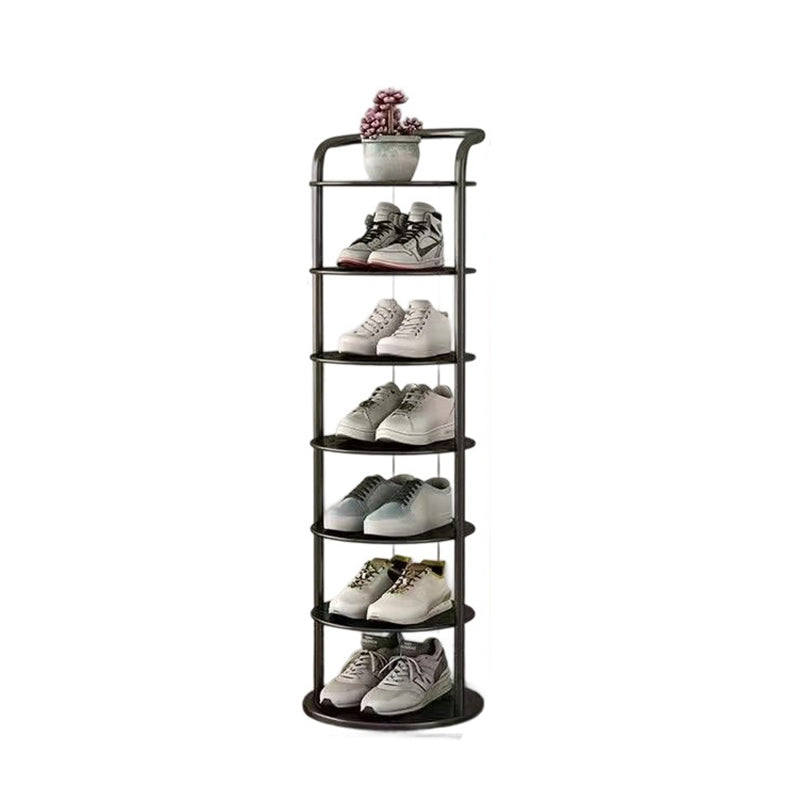 Modern Minimalist Round Metal Shoe Rack Tiered Carbon Steel Shoe Storage Stand Freestanding for Entryway | Hallway and Bedroom