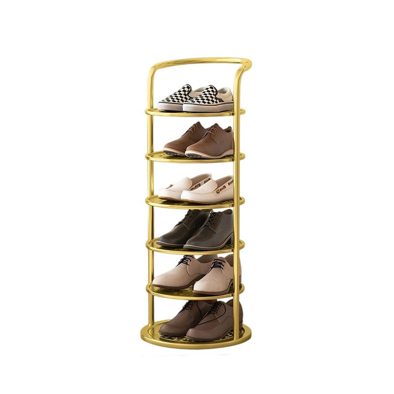 Modern Minimalist Round Metal Shoe Rack Tiered Carbon Steel Shoe Storage Stand Freestanding for Entryway | Hallway and Bedroom