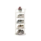 Modern Minimalist Round Metal Shoe Rack Tiered Carbon Steel Shoe Storage Stand Freestanding for Entryway | Hallway and Bedroom