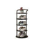Modern Minimalist Round Metal Shoe Rack Tiered Carbon Steel Shoe Storage Stand Freestanding for Entryway | Hallway and Bedroom