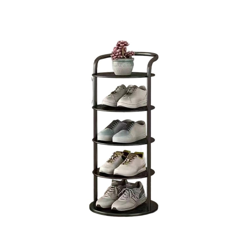 Modern Minimalist Round Metal Shoe Rack Tiered Carbon Steel Shoe Storage Stand Freestanding for Entryway | Hallway and Bedroom