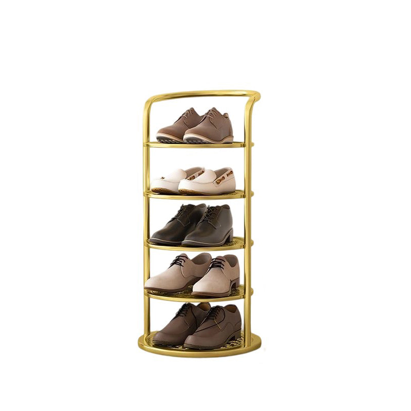 Modern Minimalist Round Metal Shoe Rack Tiered Carbon Steel Shoe Storage Stand Freestanding for Entryway | Hallway and Bedroom