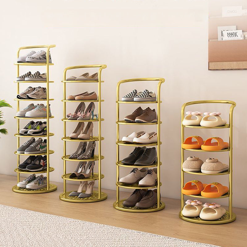 Modern Minimalist Round Metal Shoe Rack Tiered Carbon Steel Shoe Storage Stand Freestanding for Entryway | Hallway and Bedroom