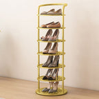 Modern Minimalist Round Metal Shoe Rack Tiered Carbon Steel Shoe Storage Stand Freestanding for Entryway | Hallway and Bedroom