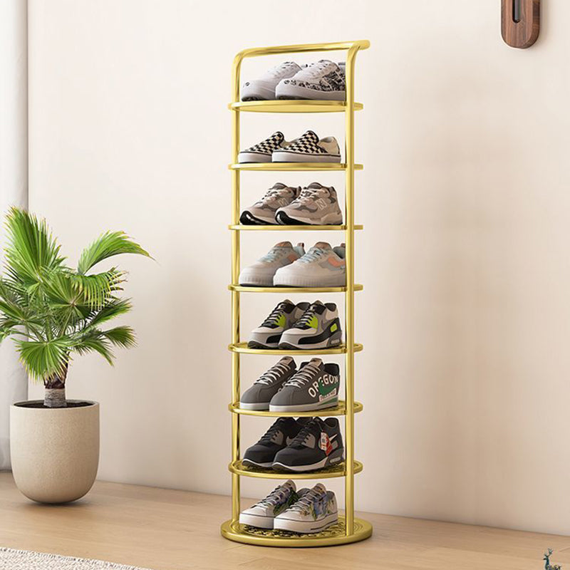 Modern Minimalist Round Metal Shoe Rack Tiered Carbon Steel Shoe Storage Stand Freestanding for Entryway | Hallway and Bedroom