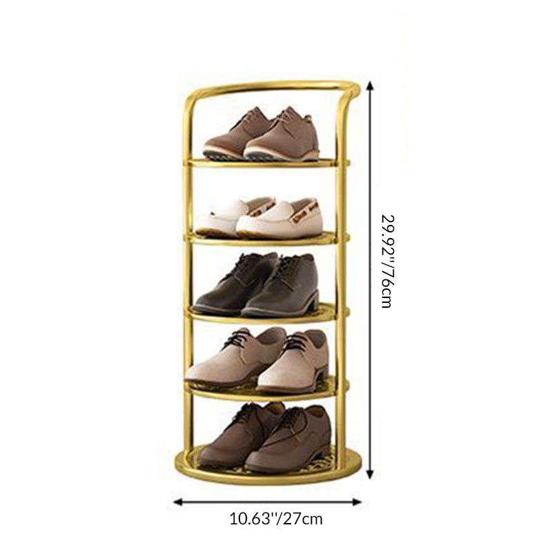Modern Minimalist Round Metal Shoe Rack Tiered Carbon Steel Shoe Storage Stand Freestanding for Entryway | Hallway and Bedroom