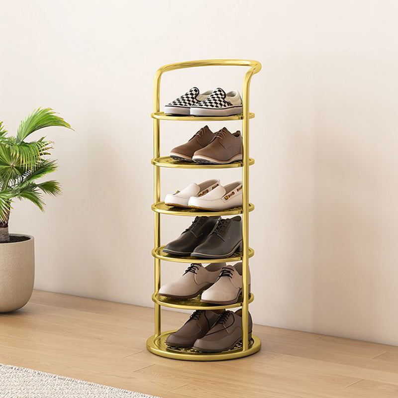 Modern Minimalist Round Metal Shoe Rack Tiered Carbon Steel Shoe Storage Stand Freestanding for Entryway | Hallway and Bedroom