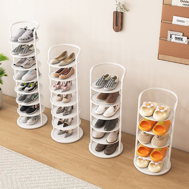 Modern Minimalist Round Metal Shoe Rack Tiered Carbon Steel Shoe Storage Stand Freestanding for Entryway | Hallway and Bedroom