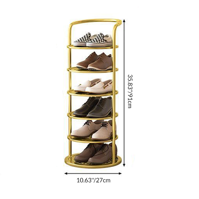 Modern Minimalist Round Metal Shoe Rack Tiered Carbon Steel Shoe Storage Stand Freestanding for Entryway | Hallway and Bedroom
