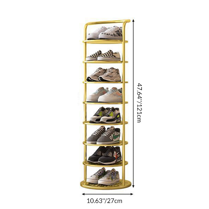 Modern Minimalist Round Metal Shoe Rack Tiered Carbon Steel Shoe Storage Stand Freestanding for Entryway | Hallway and Bedroom