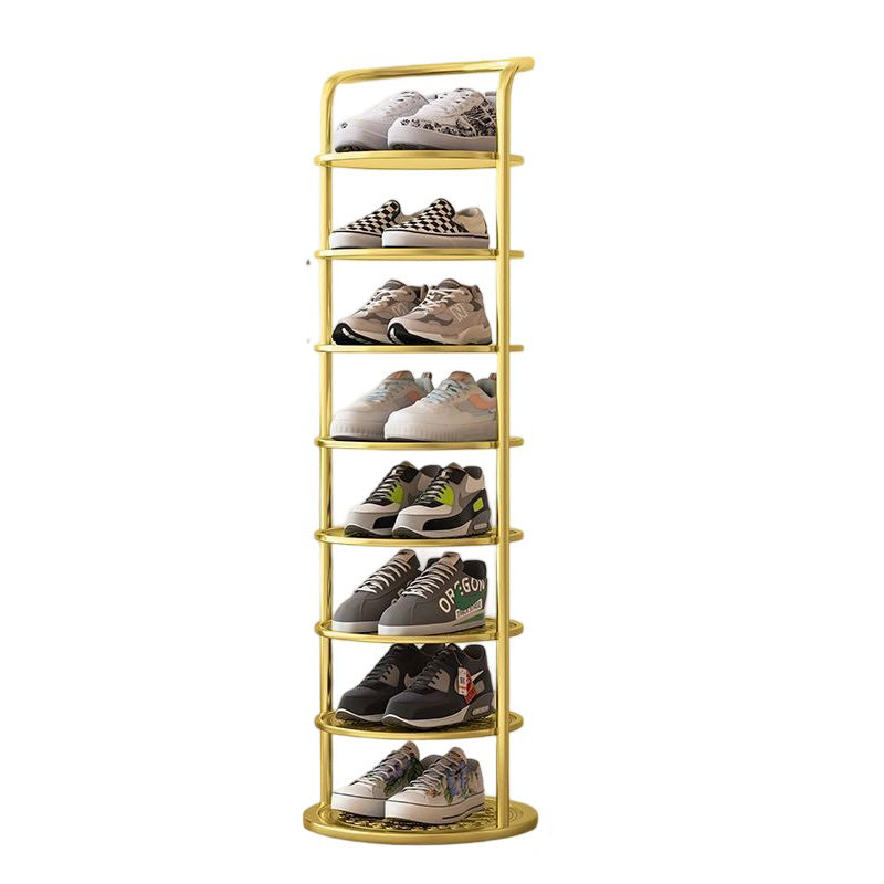 Modern Minimalist Round Metal Shoe Rack Tiered Carbon Steel Shoe Storage Stand Freestanding for Entryway | Hallway and Bedroom