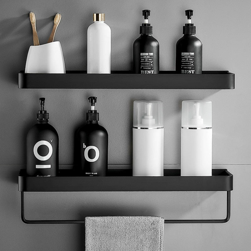Bathroom Shelf No Drill Self-Adhesive Aluminium Shower Caddy Rust Resistant Wall Storage Rack for Shower | Bathroom and Kitchen