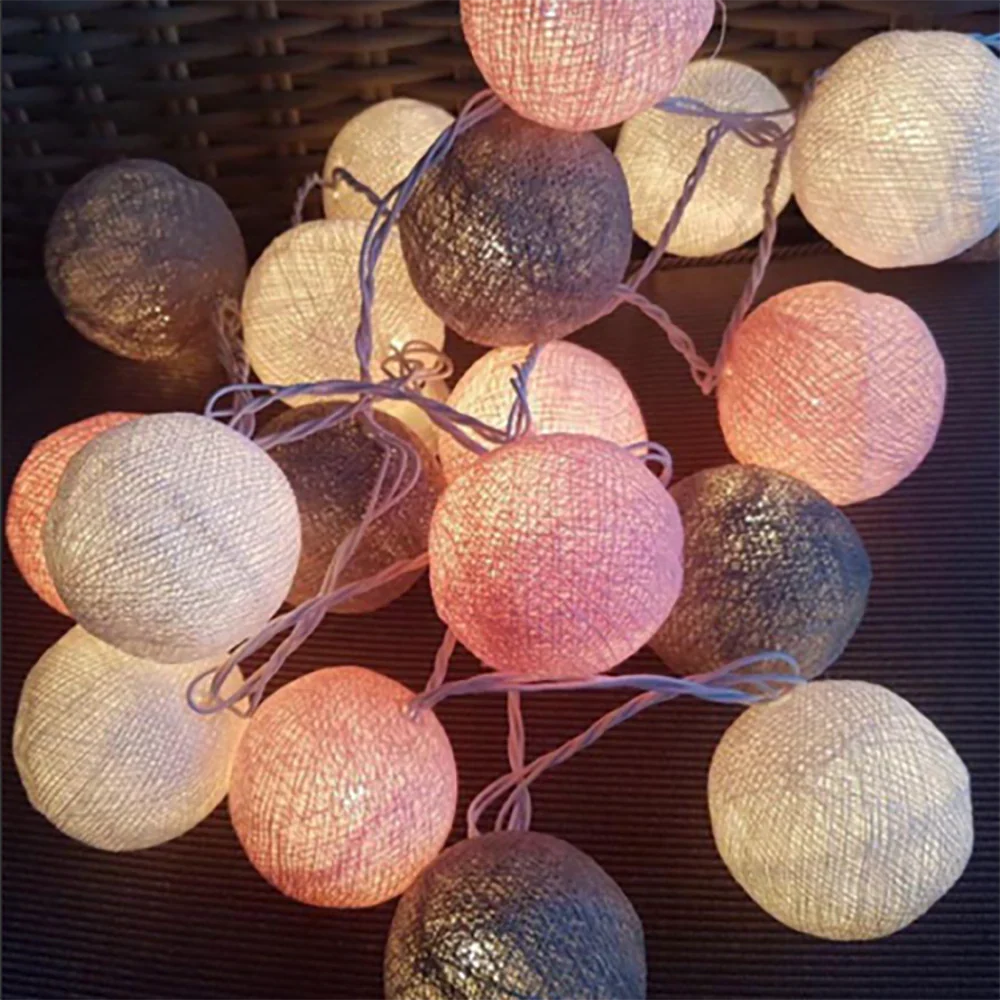 Cotton Ball String Lights LED Fairy Light Garland USB or Battery Powered Warm Glow for Bedroom | Nursery and Party Decoration