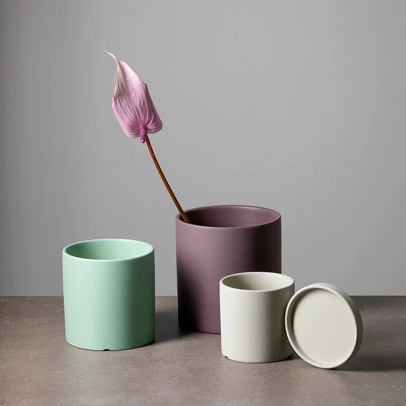 Ceramic Plant Pot with Saucer Matte Glazed Indoor Planter with Drainage Hole for Houseplants | Herbs and Flowers