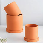 Ceramic Plant Pot with Saucer Matte Glazed Indoor Planter with Drainage Hole for Houseplants | Herbs and Flowers