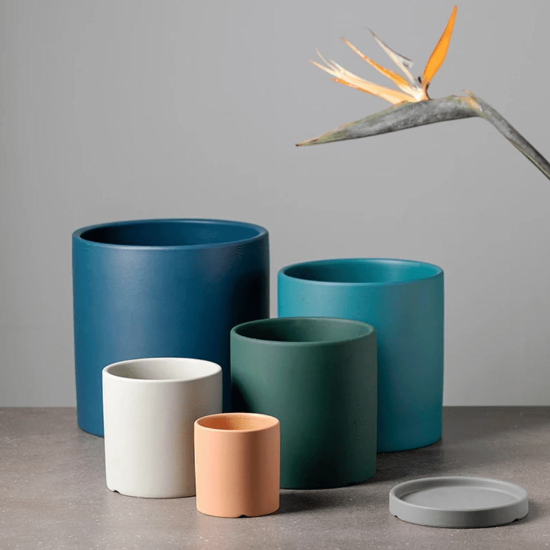 Ceramic Plant Pot with Saucer Matte Glazed Indoor Planter with Drainage Hole for Houseplants | Herbs and Flowers