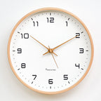 Wooden Wall Clock Silent Quartz Non-Ticking Round Clock Glass Front Clear Numbers Battery Operated for Living Room | Bedroom and Kitchen