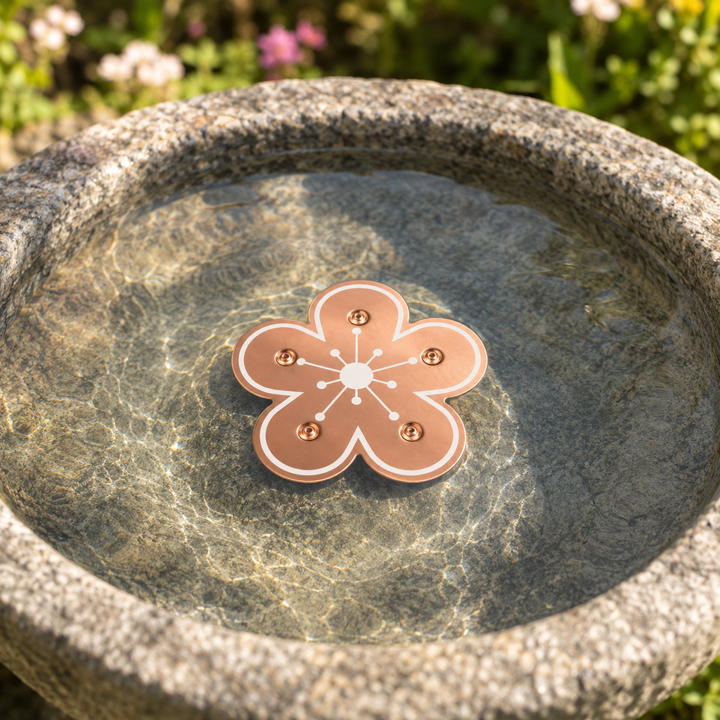 Copper Bird Bath Purifier Disc Floating Flower Algae Control Water Cleaner for Bird Baths | Fountains and Garden Water Features