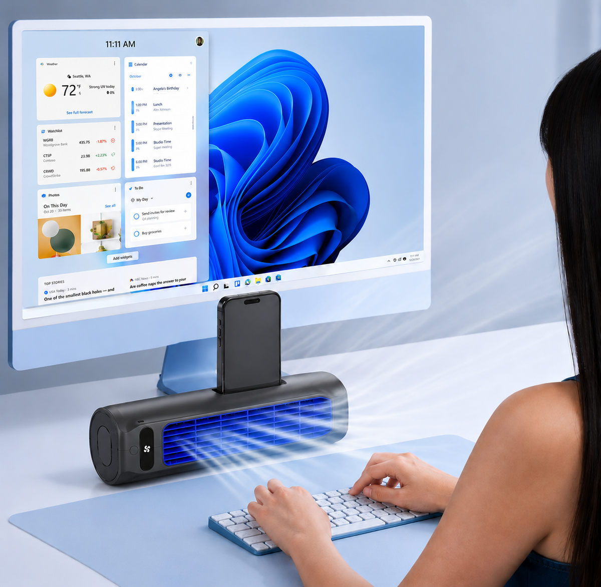 Portable Air Cooler Rechargeable Bladeless Mini Air Conditioner Cordless Desk Fan Wall Mountable for Bedroom | Office and Travel