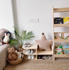 Japanese Style Pine Wood Kids Shoe Rack Curved Two-Tier Solid Wood Shoe Storage for Entryway | Hallway and Living Room