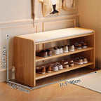 Modern Minimalist Solid Wood Shoe Bench PU Leather Padded Seat with Storage Shelf Rounded Entryway Bench for Hallway | Living Room and Bedroom