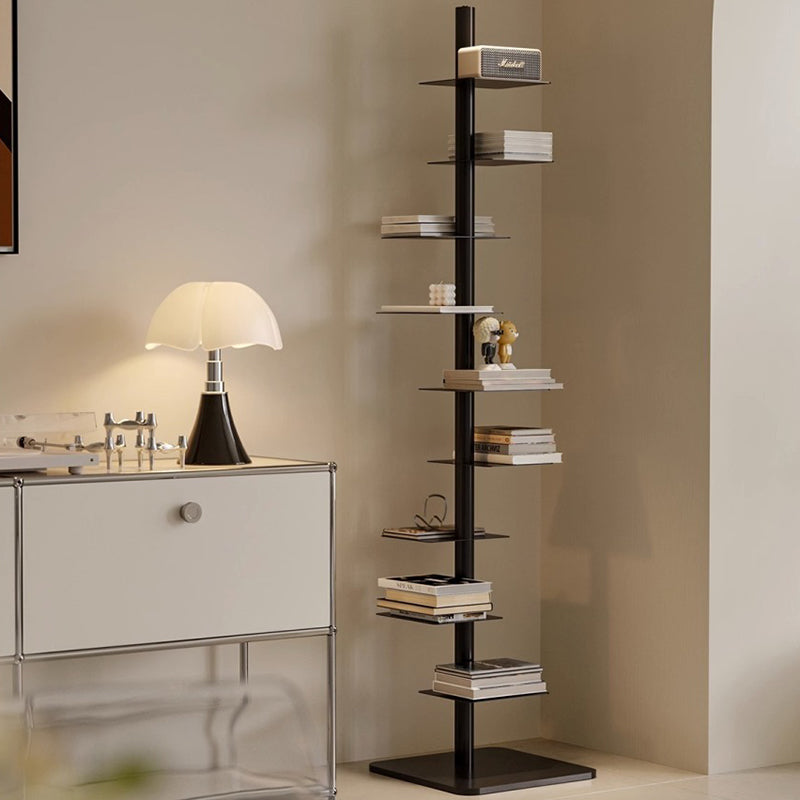 Modern Mid-Century Carbon Steel Spiral Bookshelf Invisible Floating Tiered Display Rack Corner Storage Shelf for Home Office | Living Room and Bedroom