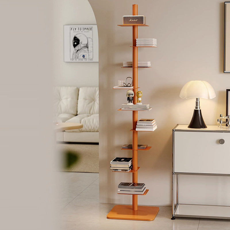 Modern Mid-Century Carbon Steel Spiral Bookshelf Invisible Floating Tiered Display Rack Corner Storage Shelf for Home Office | Living Room and Bedroom
