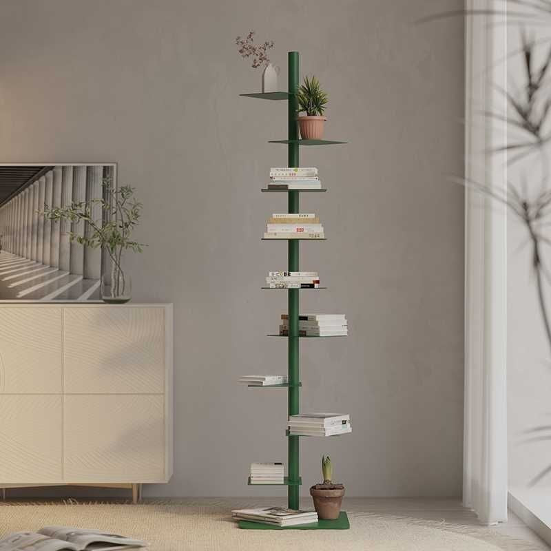 Modern Mid-Century Carbon Steel Spiral Bookshelf Invisible Floating Tiered Display Rack Corner Storage Shelf for Home Office | Living Room and Bedroom