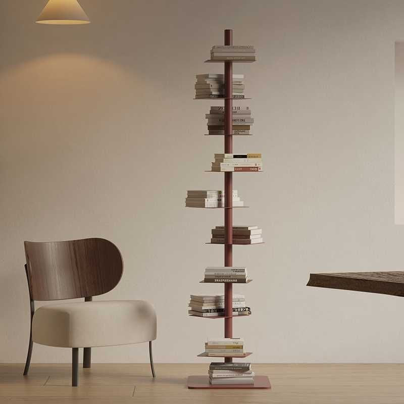 Modern Mid-Century Carbon Steel Spiral Bookshelf Invisible Floating Tiered Display Rack Corner Storage Shelf for Home Office | Living Room and Bedroom