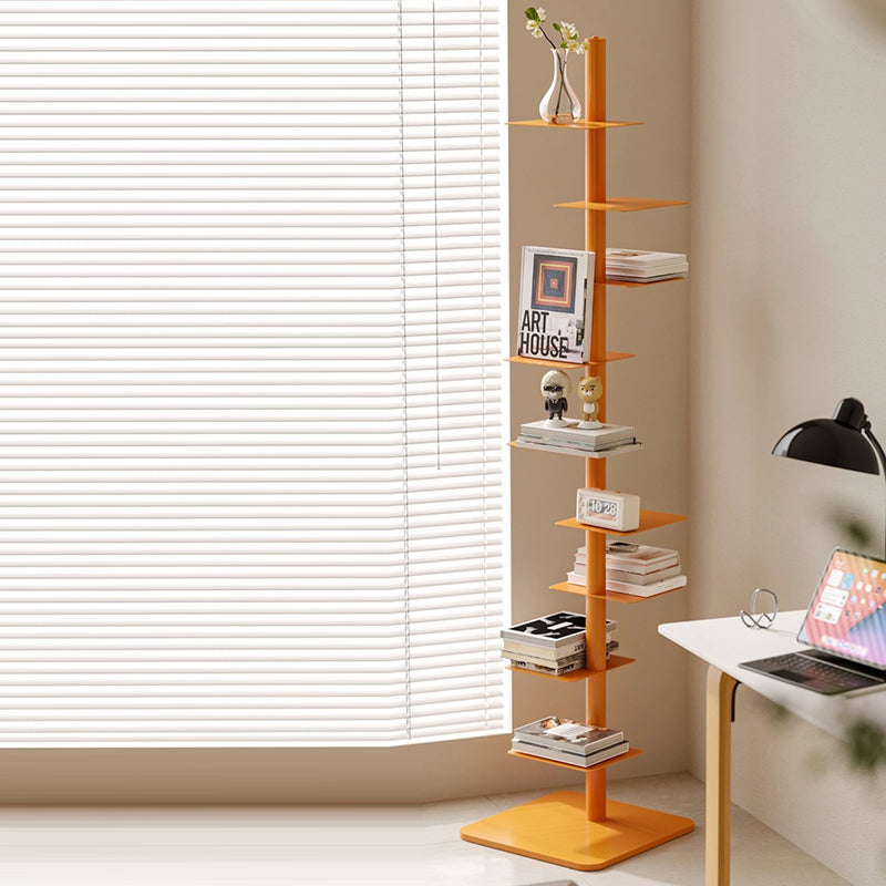 Modern Mid-Century Carbon Steel Spiral Bookshelf Invisible Floating Tiered Display Rack Corner Storage Shelf for Home Office | Living Room and Bedroom