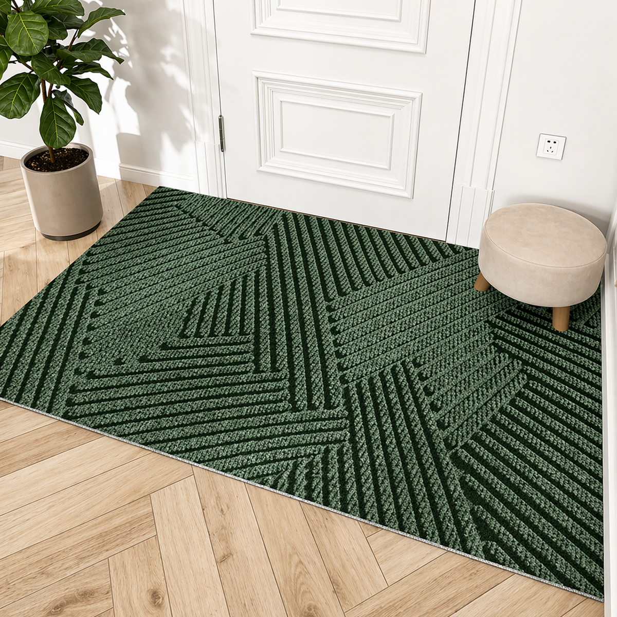 Non-Slip Door Mat Scandinavian Entrance Mat Dirt-Trapping Polypropylene Indoor Outdoor Doormat with Rubber Backing for Hallway | Patio and Laundry