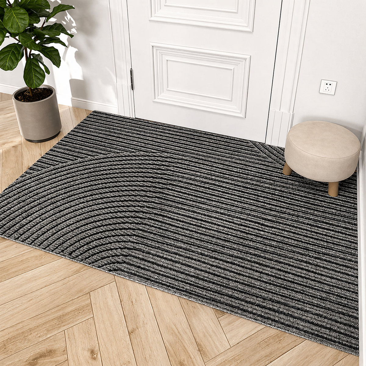 Non-Slip Door Mat Scandinavian Entrance Mat Dirt-Trapping Polypropylene Indoor Outdoor Doormat with Rubber Backing for Hallway | Patio and Laundry