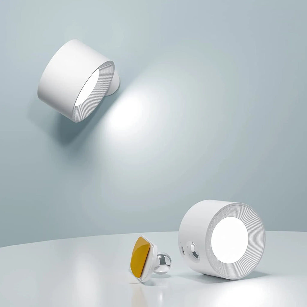 Cordless Wall Light Rechargeable Dimmable LED Reading Lamp Rotating Head Magnetic No-Drill Mount for Bedside | Hallway and Living Room