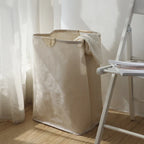 Japanese Style Cotton Linen Laundry Basket Foldable Fabric Storage Hamper with Handles for Bedroom | Bathroom and Laundry Room