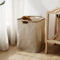 Japanese Style Cotton Linen Laundry Basket Foldable Fabric Storage Hamper with Handles for Bedroom | Bathroom and Laundry Room