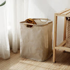 Japanese Style Cotton Linen Laundry Basket Foldable Fabric Storage Hamper with Handles for Bedroom | Bathroom and Laundry Room