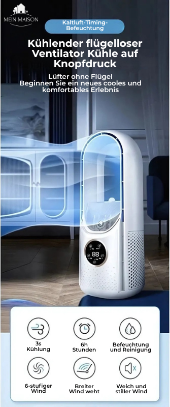 Bladeless Desk Fan USB Air Cooler with Humidifier Quiet Multi Speed with Timer for Office | Bedroom and Travel