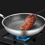 Stainless Steel Frying Pan Non-Stick Honeycomb Pixel Surface Induction Compatible Skillet for Gas | Ceramic and Electric Cooktops