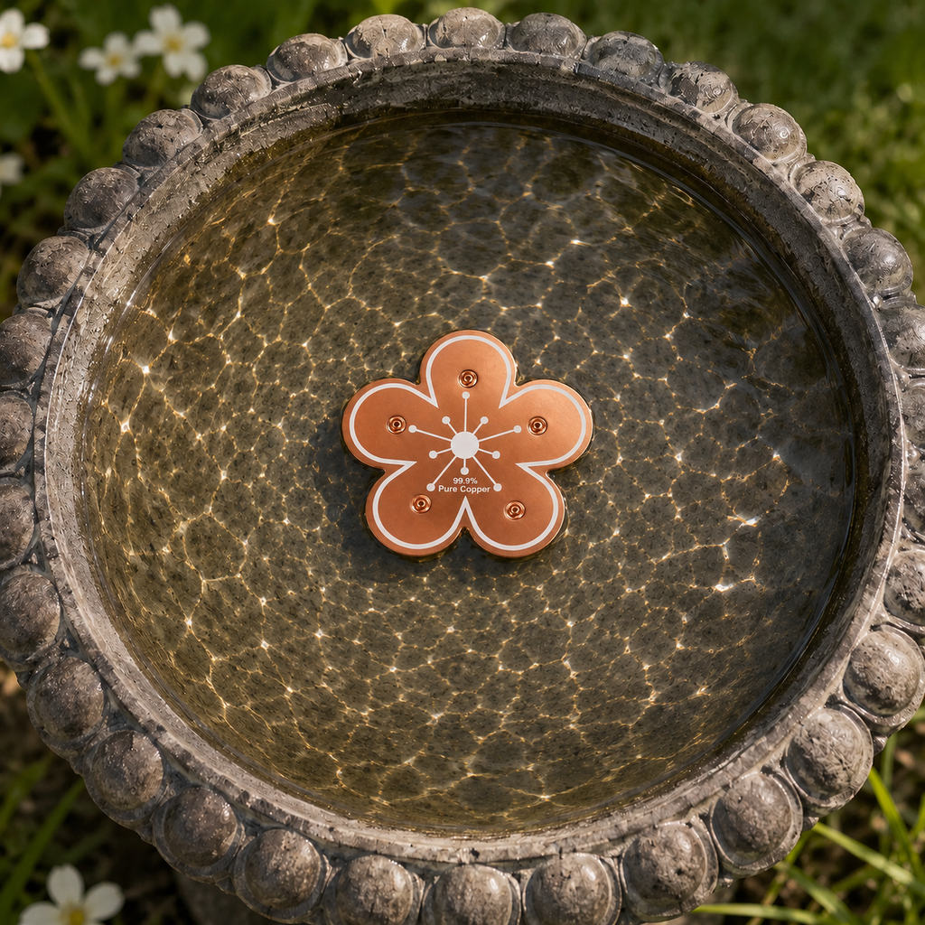Copper Bird Bath Purifier Disc Floating Flower Algae Control Water Cleaner for Bird Baths | Fountains and Garden Water Features