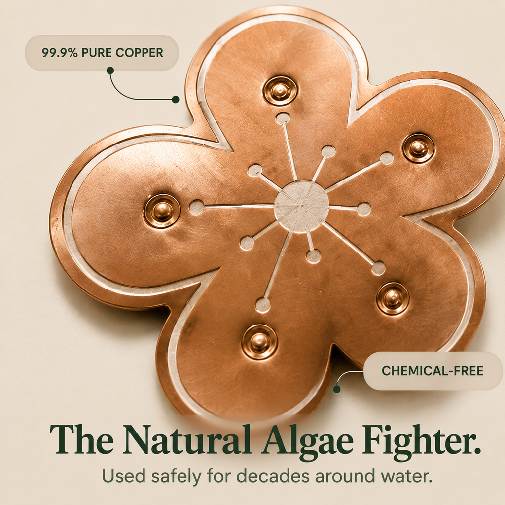 Copper Bird Bath Purifier Disc Floating Flower Algae Control Water Cleaner for Bird Baths | Fountains and Garden Water Features