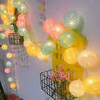 Cotton Ball String Lights LED Fairy Light Garland USB or Battery Powered Warm Glow for Bedroom | Nursery and Party Decoration