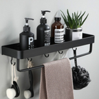 Bathroom Shelf No Drill Self-Adhesive Aluminium Shower Caddy Rust Resistant Wall Storage Rack for Shower | Bathroom and Kitchen