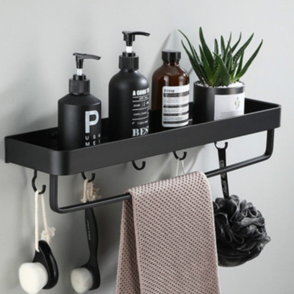 Bathroom Shelf No Drill Self-Adhesive Aluminium Shower Caddy Rust Resistant Wall Storage Rack for Shower | Bathroom and Kitchen